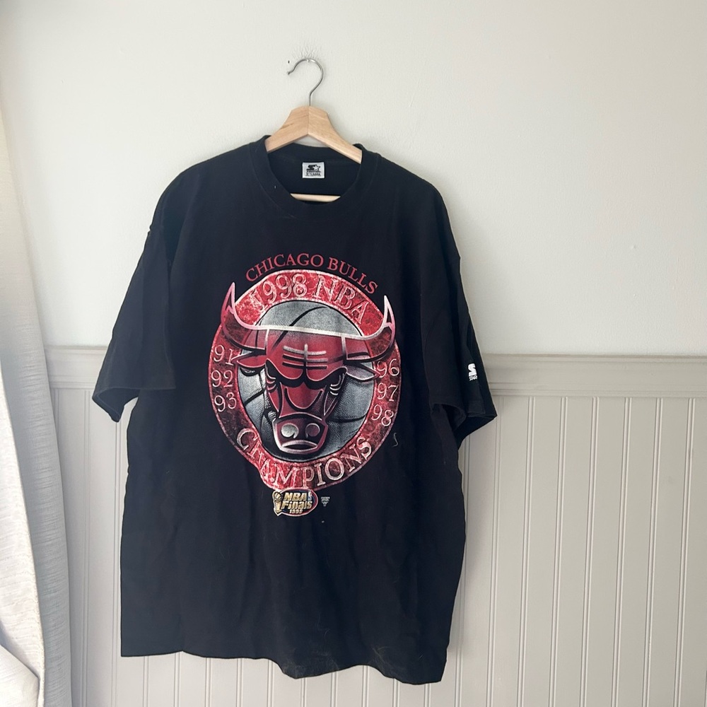 Vintage Chicago Bulls 1998 Champions Starter T-Shirt Black XL NBA